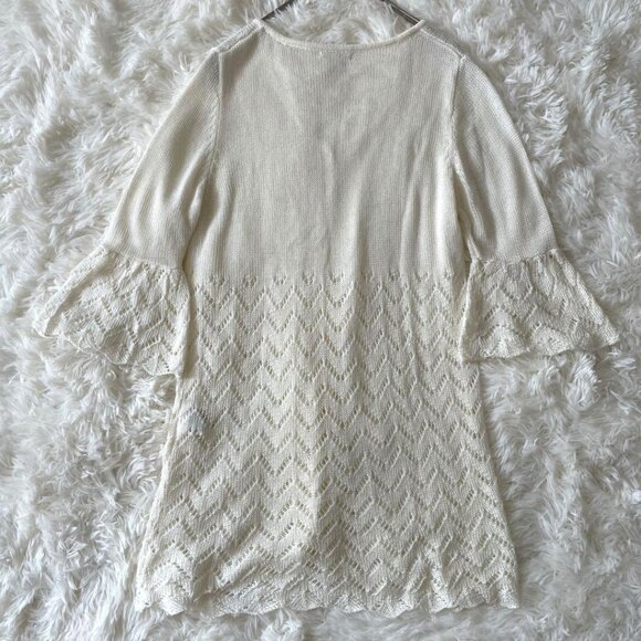 Cinemu Lace Knit Flare Cardigan M Off White - Picture 5 of 6